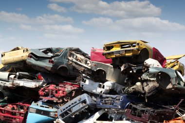 Junk yard with old cars clipart