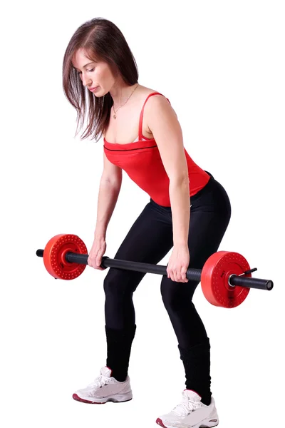 Chica levantador de pesas ejercicio de fitness — Foto de Stock