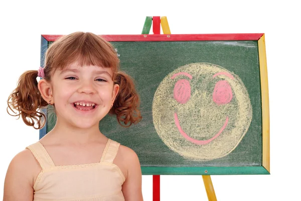 Ευτυχισμένη κοριτσάκι με ευτυχισμένη smiley — Φωτογραφία Αρχείου