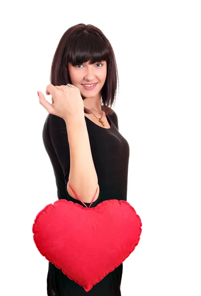 Skönhet flicka med valentine hjärta — Stockfoto