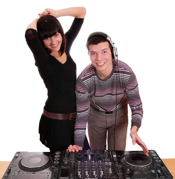 Dj and girl techno party — Stock Photo, Image