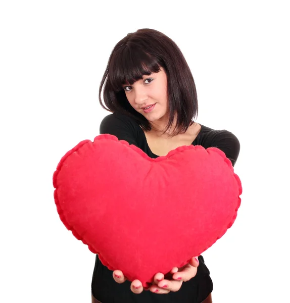 Chica de belleza con corazón de San Valentín — Foto de Stock