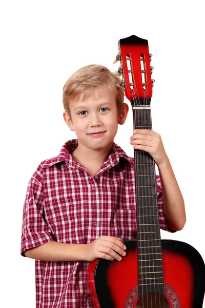 Jongen poseren met gitaar — Stockfoto