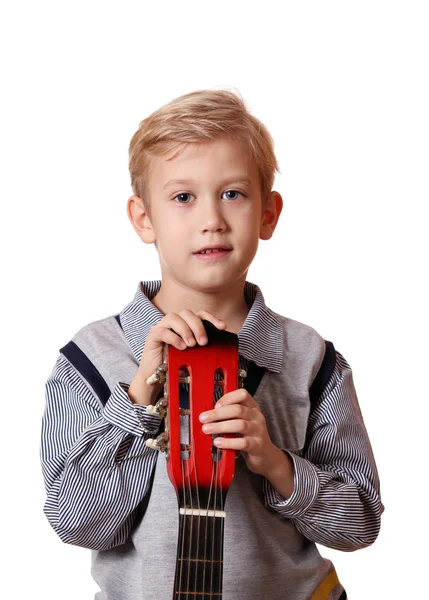 Boy with guitar portrait — Stock Photo, Image