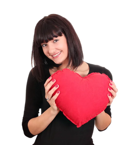 Gelukkig meisje met Valentijn hart — Stockfoto