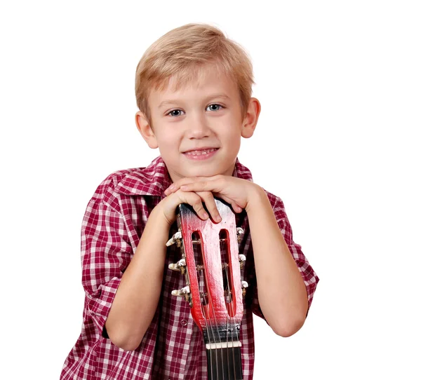 Pojke med gitarr porträtt — Stockfoto