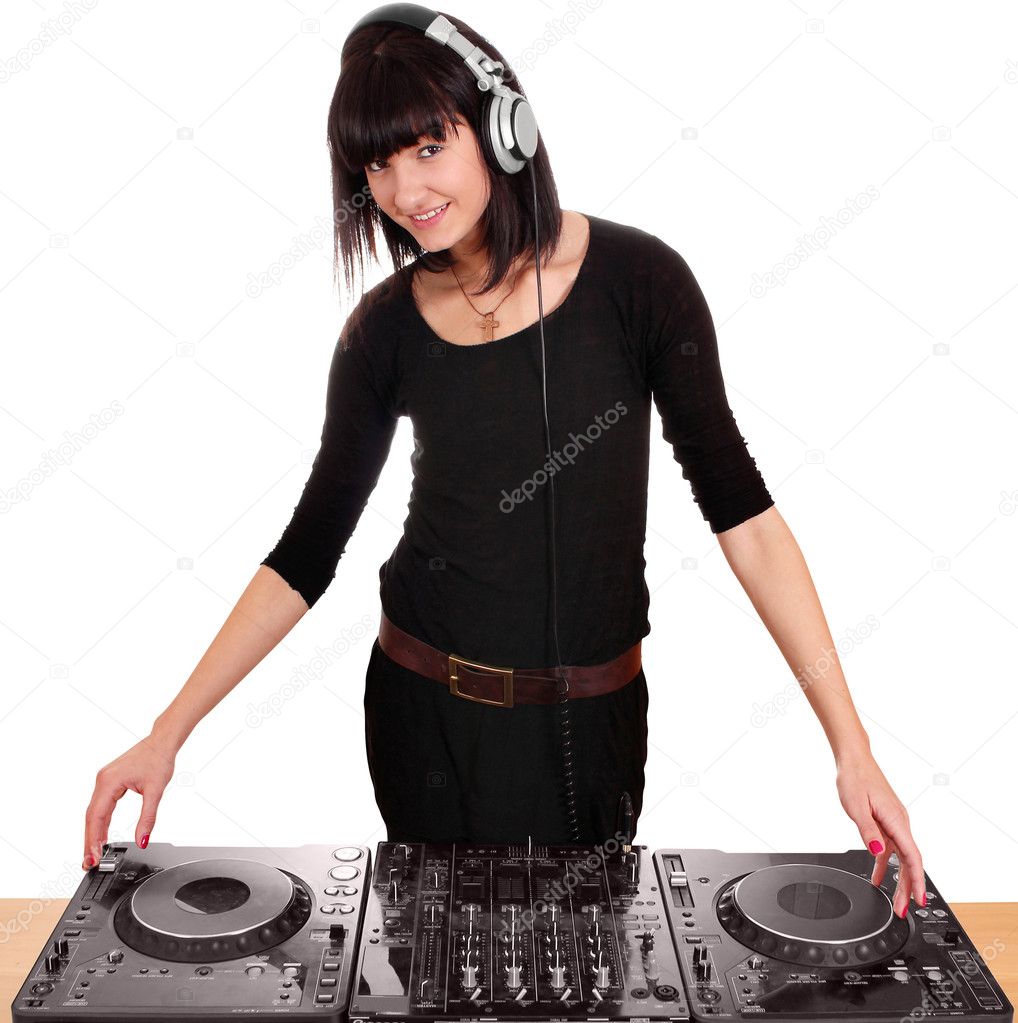 Beauty girl dj with turntables Stock Photo by ©goceristeski 8953242