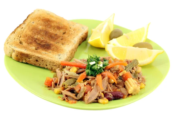 Tuna fish with salad and lemon Stock Image