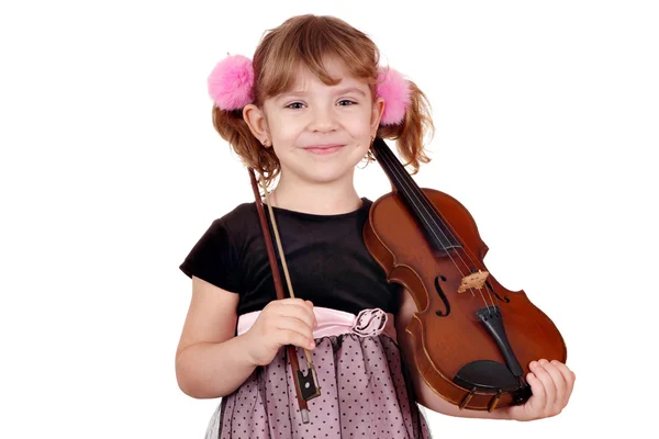 小女孩与小提琴合影 — 图库照片