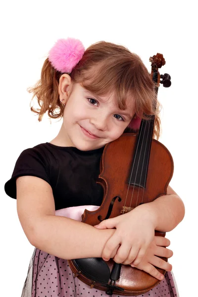 Little girl with violin portrait — Stock Photo, Image