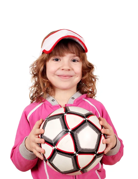 Красивая маленькая девочка с мячом — стоковое фото
