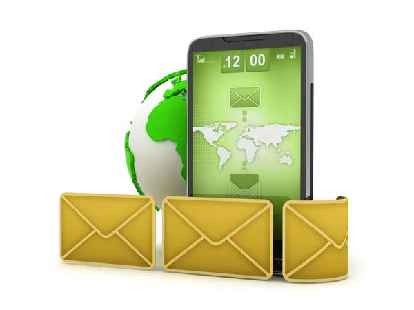 Мобільна пошта - мобільний телефон — стокове фото