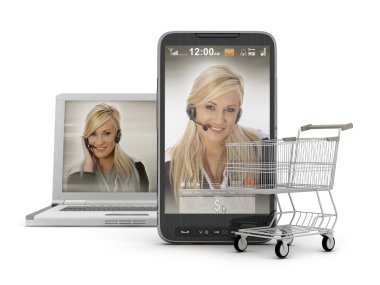 Mobile shopping - On-line Support clipart