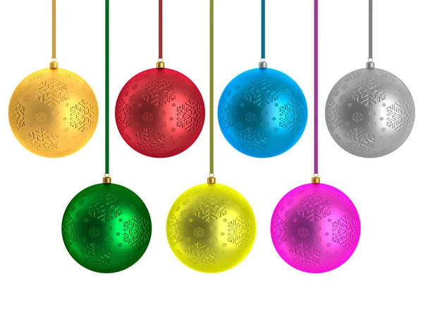 Multicolor kerstballen geïsoleerd op wit — Stockfoto
