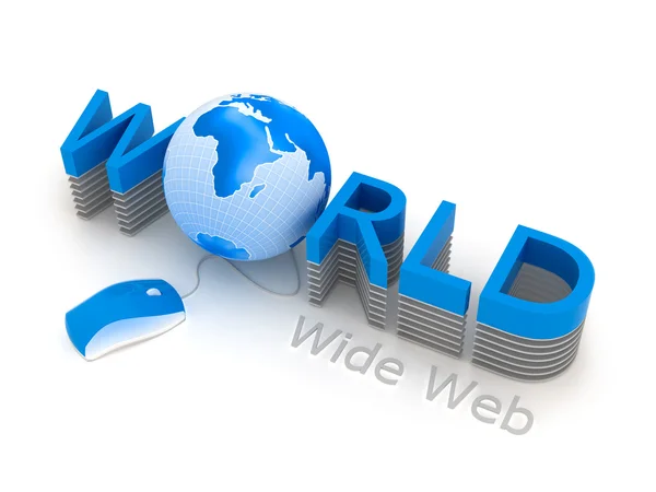 World Wide Web - ratón de ordenador y globo — Foto de Stock