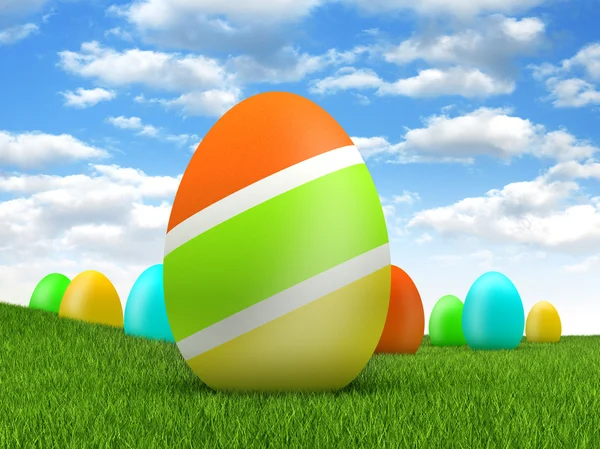 Easter eggs on beautiful nature background — Stock Photo, Image