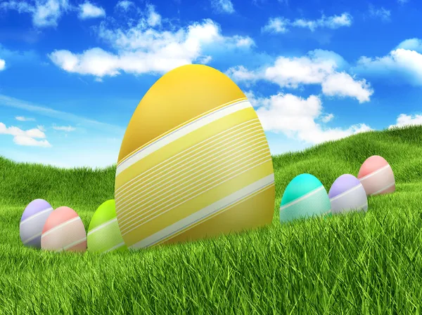 Великодні яйця на весняному фоні природи — стокове фото