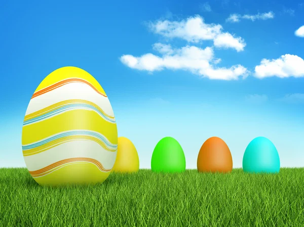 Uova di Pasqua su sfondo naturale — Foto Stock