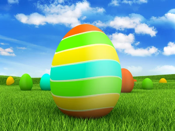 Easter eggs on beautiful nature background — Stock Photo, Image