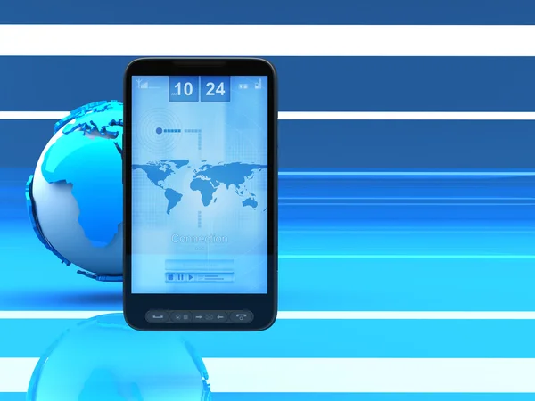 Mobilt internet - mobiltelefon och globe — Stockfoto