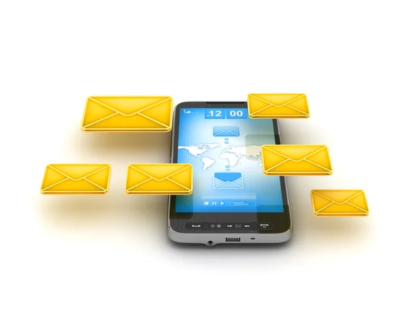 Short Message Service (SMS) & Internet móvel no telefone celular - co — Fotografia de Stock