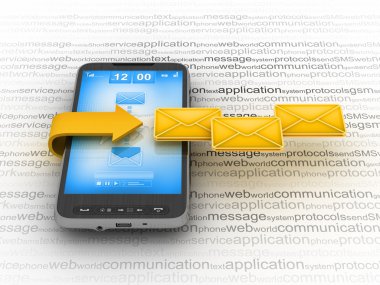 E-mail on cell phone - mobile technology clipart