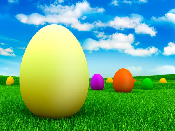 Великодня - яйця на траві — стокове фото