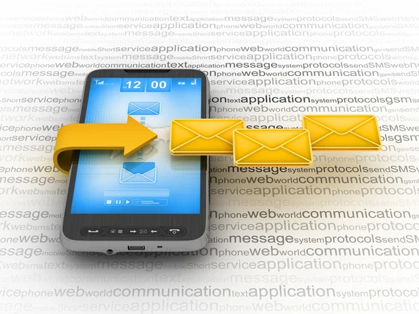Електронна пошта на мобільний телефон - мобільні технології — стокове фото