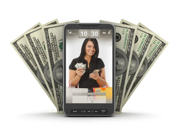 Money transactions by mobile phone — Stock Photo, Image