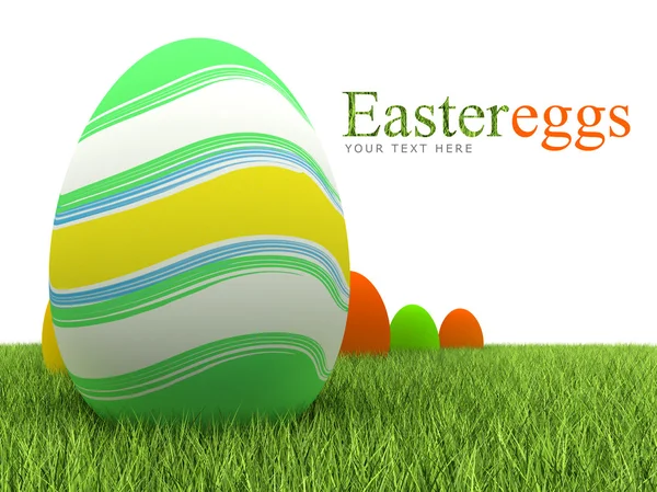 Uova di Pasqua su erba - isolato su bianco — Foto Stock