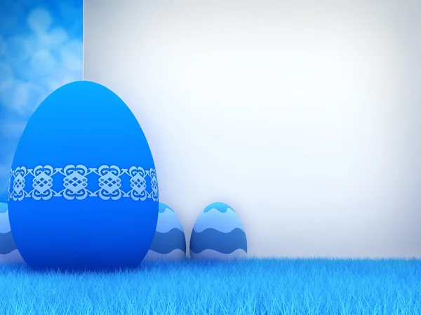 Projeto do modelo - ovos de Páscoa em azul — Fotografia de Stock