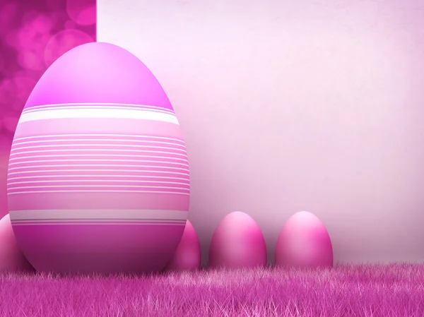 Easter background - easter eggs and pink copy space — Stock Photo, Image
