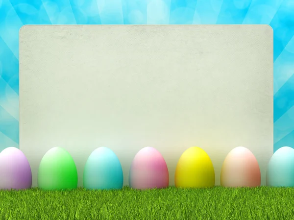 Пасхальный шаблон - пасхальные яйца и пространство для копирования — стоковое фото