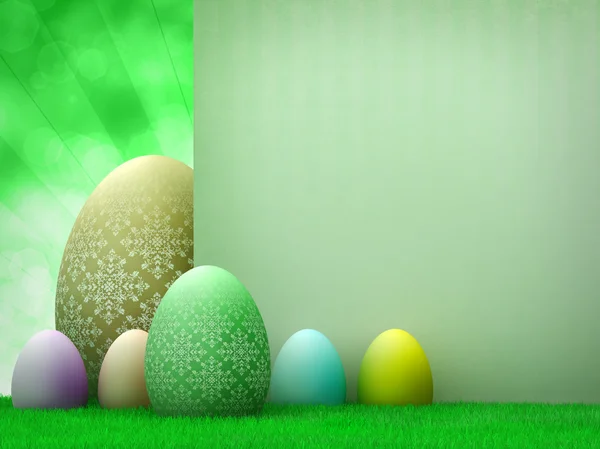 Пасхальный шаблон - пасхальные яйца и пространство для копирования — стоковое фото