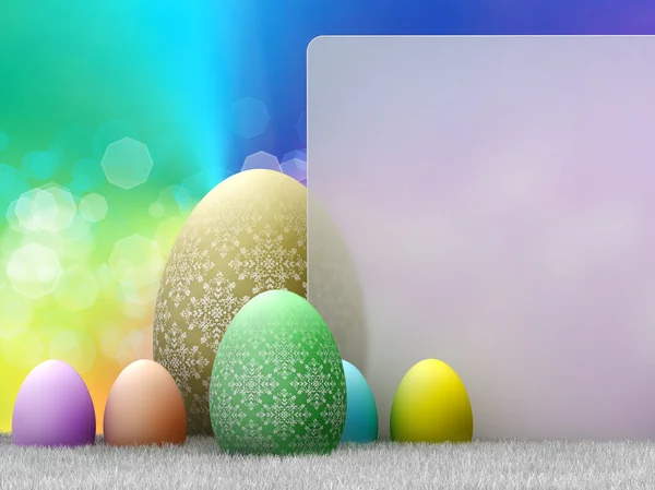 Pascua - diseño de plantilla. Huevos de Pascua y espacio de copia —  Fotos de Stock