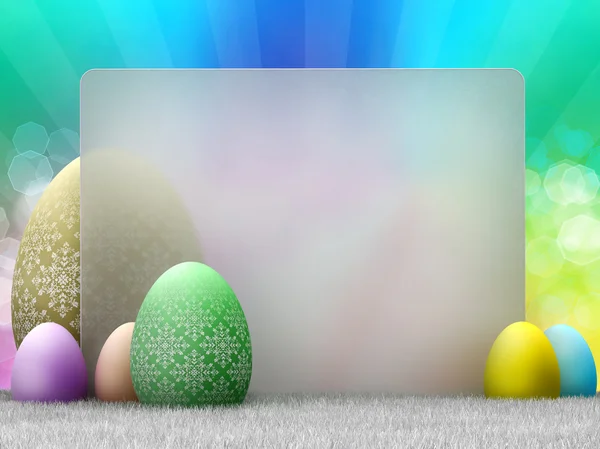 Páscoa feliz - ovos de Páscoa e espaço de cópia - design de modelo — Fotografia de Stock
