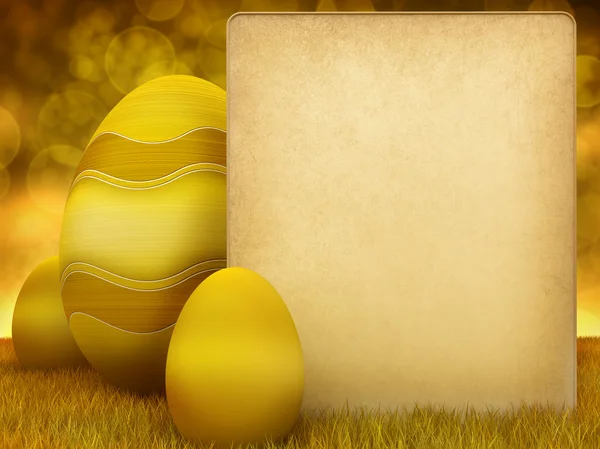 Ovos de Páscoa - design de modelo em fundo dourado — Fotografia de Stock