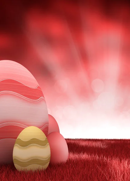 Huevos de Pascua - Ilustración abstracta sobre fondo rojo —  Fotos de Stock