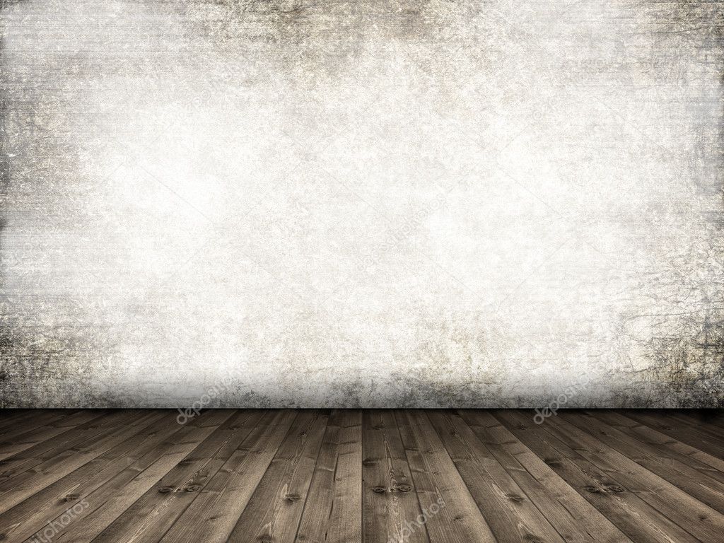 Interior background - wooden floor and grunge wall