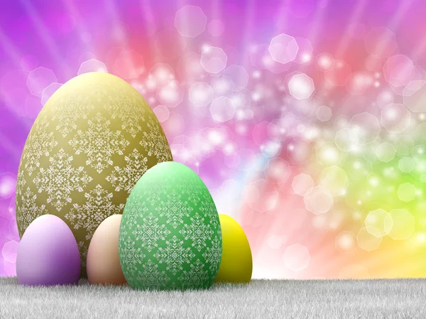 Пасхальные яйца на цветном фоне — стоковое фото