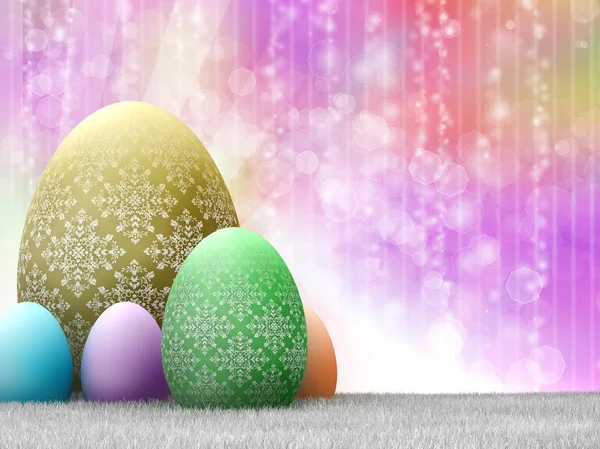 Frohe Ostern - Eier auf farbigem Hintergrund — Stockfoto