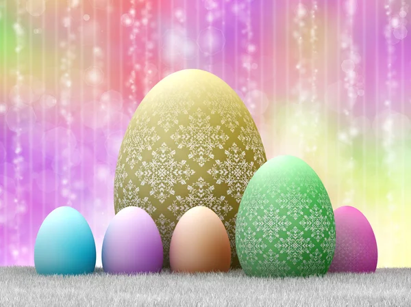 在彩色背景上的复活节彩蛋 — 图库照片