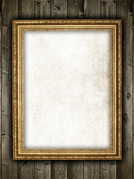 Template design - old frame on wood background — Stock Photo, Image