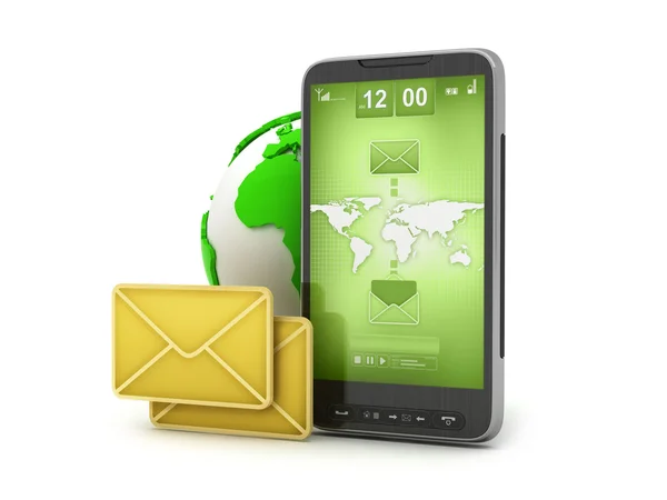 E-mail on cell phone - mobile technology — Stock Photo, Image