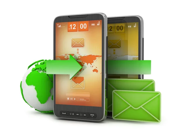 Мобільні технології - електронна пошта на мобільний телефон — стокове фото