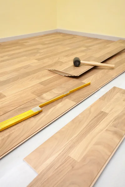 Wooden laminate flooring — Stock Photo, Image