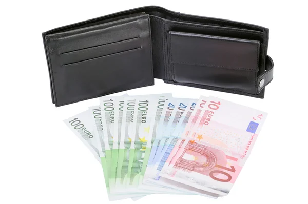 Money and leather wallet — Stock Photo, Image