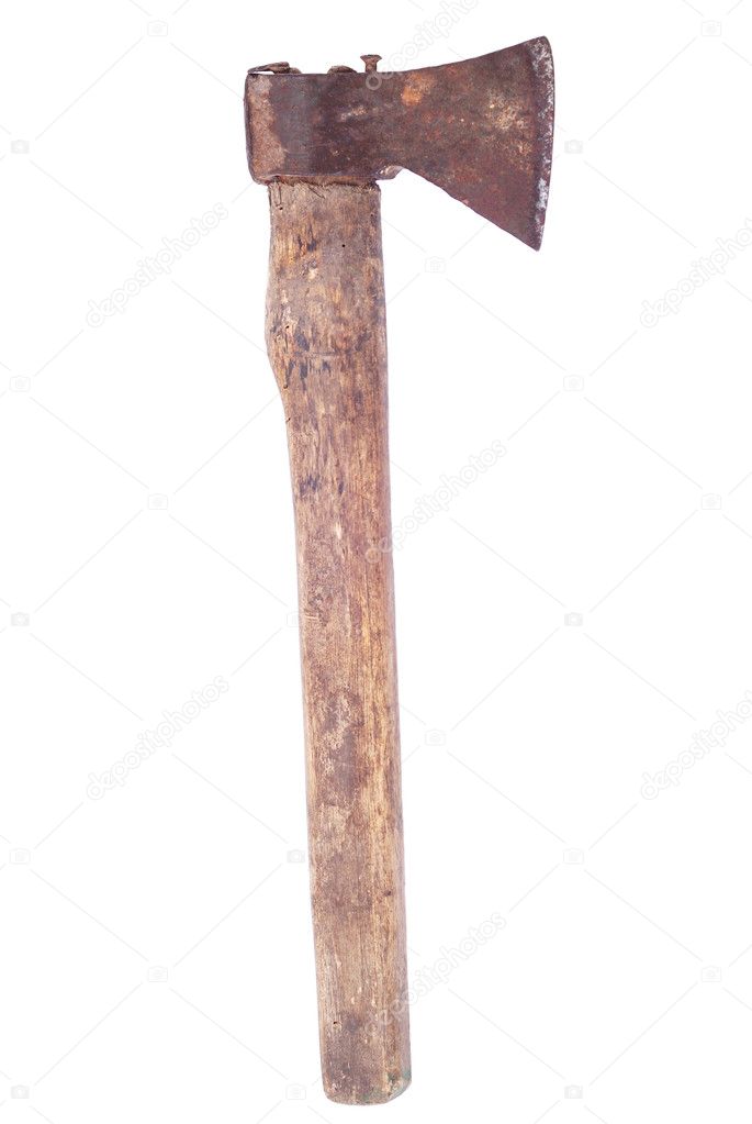 Old rusty iron axe