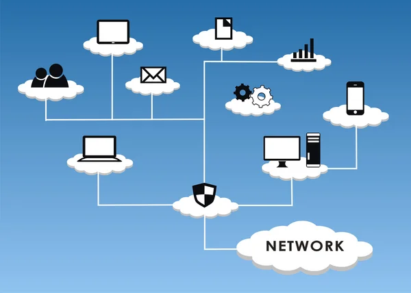 Cloud-Netzwerk — Stockvektor