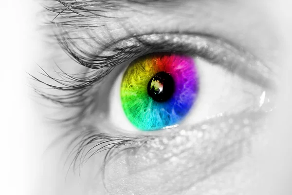 Spectrum multicolored Eye Macro — Stock Photo, Image